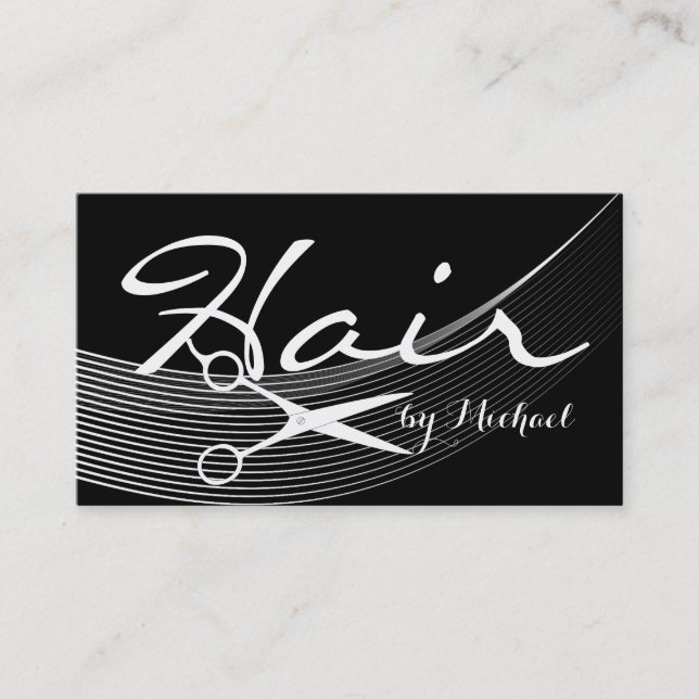 Black Solid Hair Stylist Appointment Card (Front)