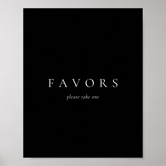Black Solid Simple Minimalist Wedding Favors Poster
