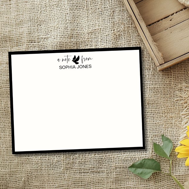 Black Sophisticated Dove Stationery Note Card (Creator Uploaded)