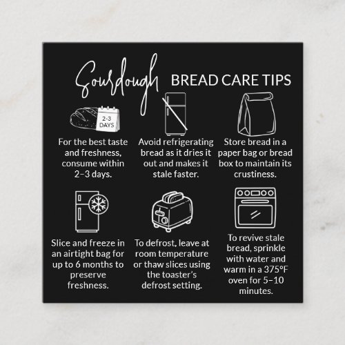 Black Sourdough Bread Care Tips Thank You Card