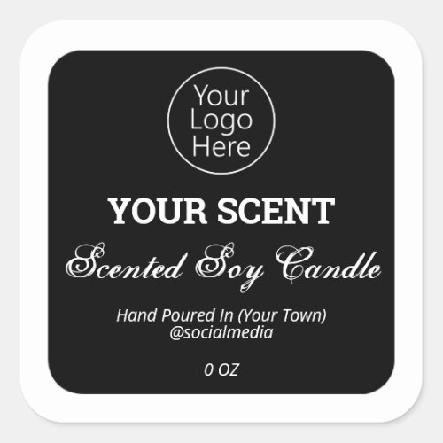 Black Soy Candle Logo Product Labels