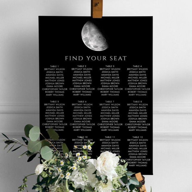 Black space and night moon wedding seating chart (Creator Uploaded)