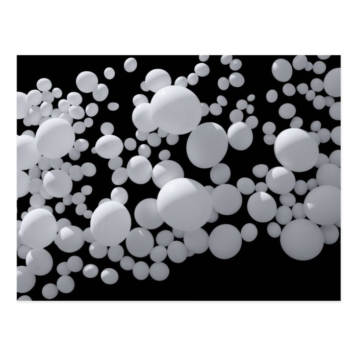 Black space with white  3D balls different sizes Postcards