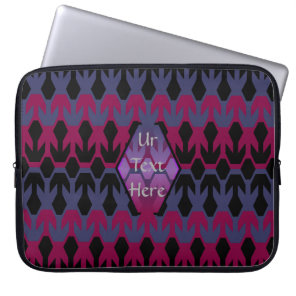 Black Spacecrafts and Arrow Monogram Pattern Laptop Sleeve