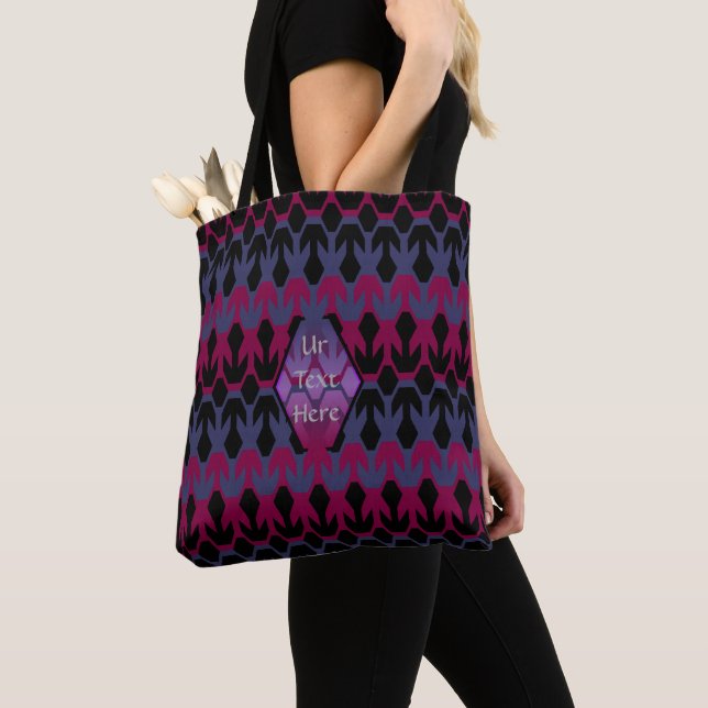 Black Spacecrafts and Arrow Monogram Pattern Tote Bag (Close Up)