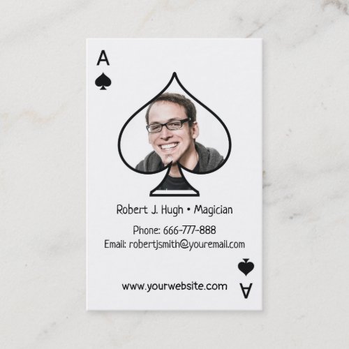 Black Spade Ace Poker Photo Template Business Card