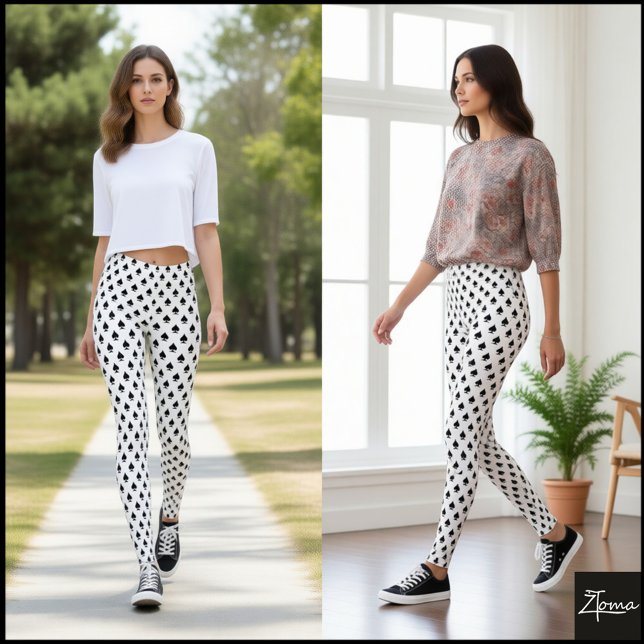 Black Spade Card Suit Scatter Pattern Leggings (Creator Uploaded)