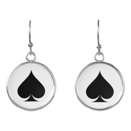 Black spade dangle earrings for casino night