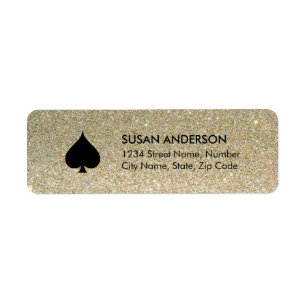 Black Spade Glitter Return Address Label