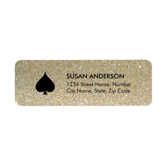 Black Spade Glitter Return Address Label (Front)
