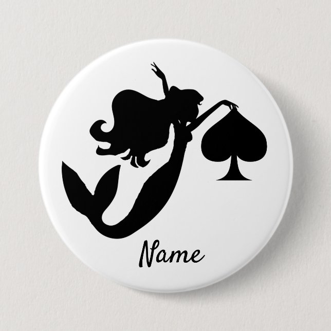 Black Spade Mermaid Silhouette Thunder_Cove  Button (Front)