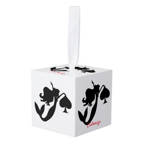 Black Spade Mermaid Silhouette Thunder_Cove Cube Ornament