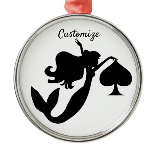 Black Spade Mermaid Silhouette Thunder_Cove Metal Ornament