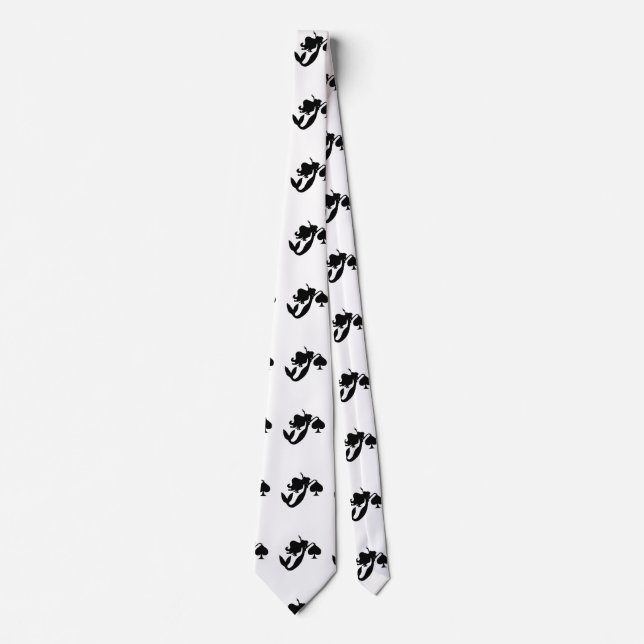 Black Spade Mermaid Silhouette Thunder_Cove  Neck Tie (Front)