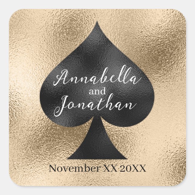 Black Spade on Gold Square Sticker (Front)