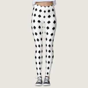 Best Seller Ace of Spades Leggings, Black & White Women Teens