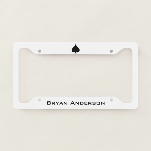 Black Spade Symbol Licence Plate Frame (Front)