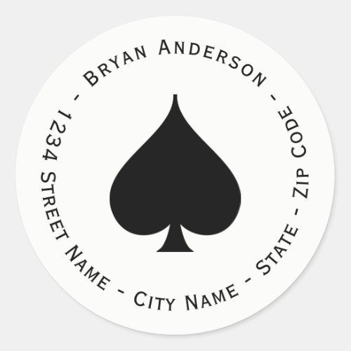 Black Spade Symbol Return Address Label