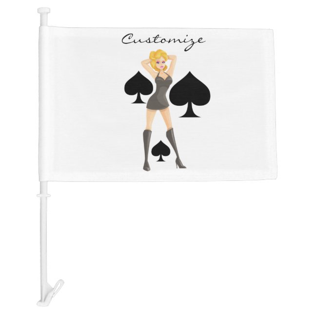Black Spades Blonde Queen Thunder_Cove Car Flag (Front)