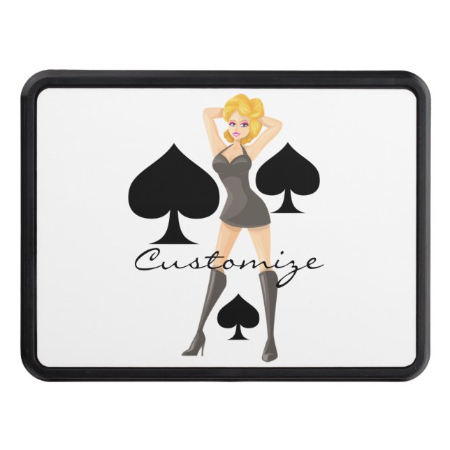Black Spades Blonde Queen Thunder_Cove Hitch Cover (Front)