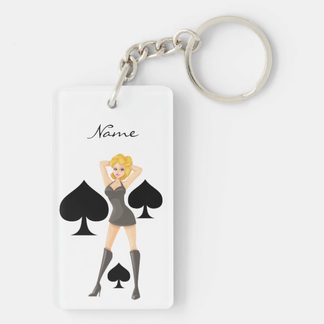 Black Spades Blonde Queen Thunder_Cove Keychain (Back)