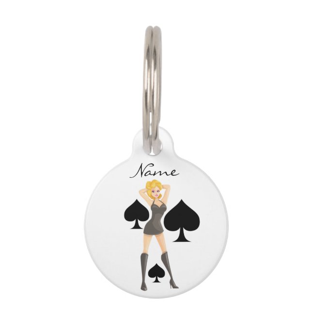 Black Spades Blonde Queen Thunder_Cove Pet ID Tag (Front)
