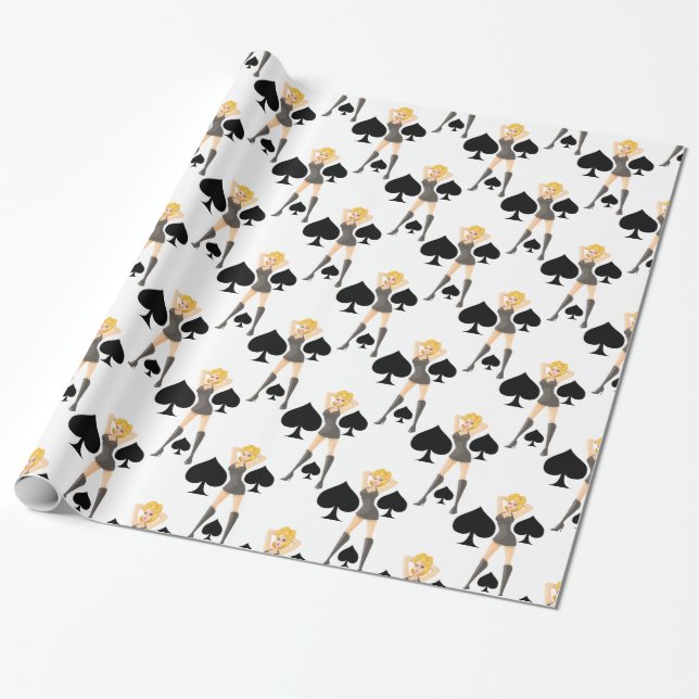 Black Spades Blonde Queen Thunder_Cove Wrapping Paper (Unrolled)