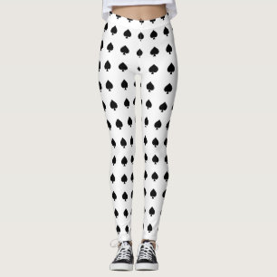 black spades pattern on white leggings