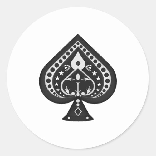 Black Spades Playing Cards Suit Classic Round Sticker