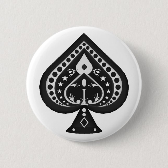 Black Spades: Playing Cards Suit: Pinback Button (Front)