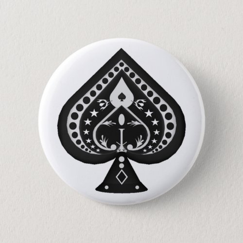 Black Spades Playing Cards Suit Pinback Button