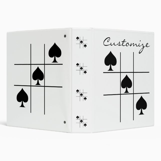 Black Spades Tic Tac Toe Thunder_Cove 3 Ring Binder (Background)