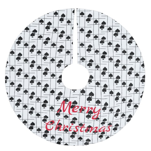 Black Spades Tic Tac Toe Thunder_Cove Brushed Polyester Tree Skirt (Front)