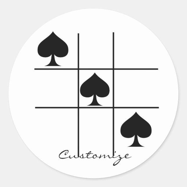 Black Spades Tic Tac Toe Thunder_Cove Classic Round Sticker (Front)