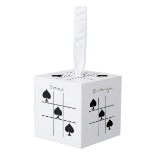 Black Spades Tic Tac Toe Thunder_Cove Cube Ornament