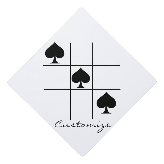 Black Spades Tic Tac Toe Thunder_Cove Graduation Cap Topper (Front)