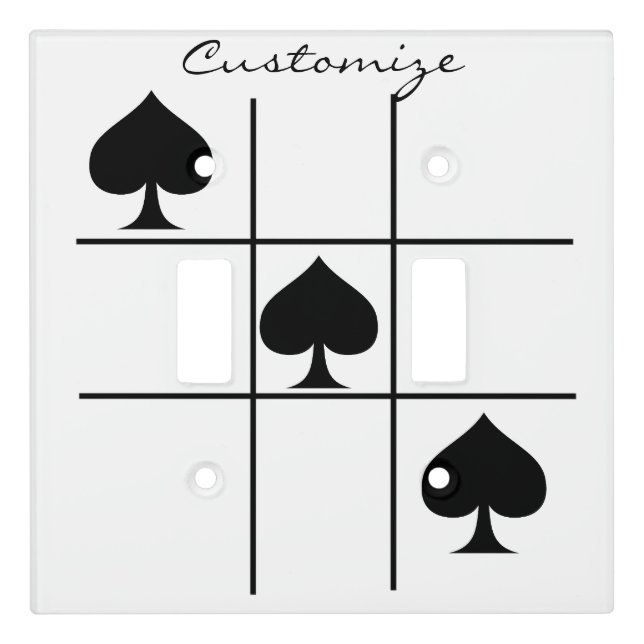 Black Spades Tic Tac Toe Thunder_Cove Light Switch Cover (Front)