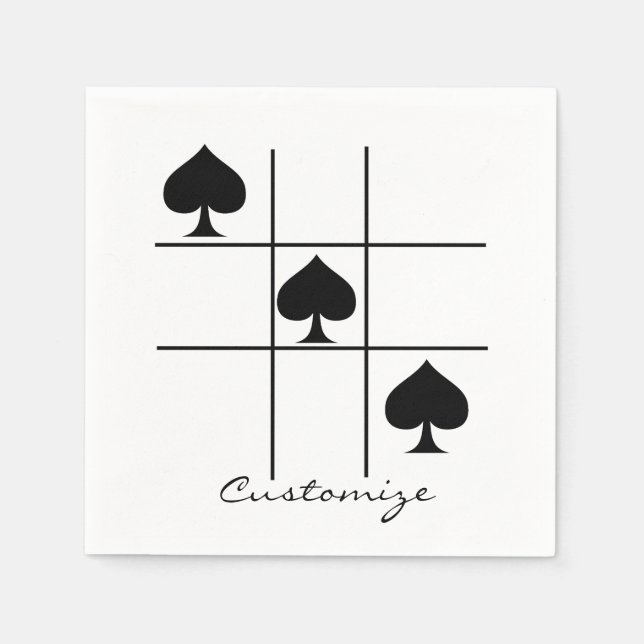 Black Spades Tic Tac Toe Thunder_Cove Napkins (Front)