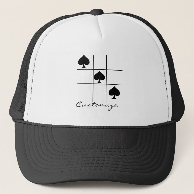 Black Spades Tic Tac Toe Thunder_Cove Trucker Hat (Front)