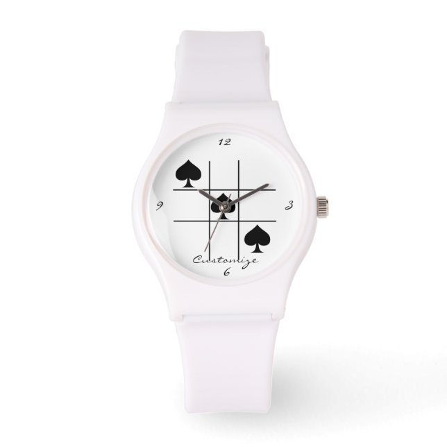 Black Spades Tic Tac Toe Thunder_Cove Watch (Front)