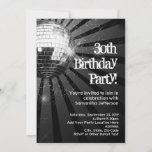 Black Sparkle Disco Ball 30th Birthday Party Invitation