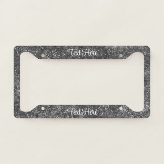 Black Sparkle Glitter Elegant Personalized License Plate Frame