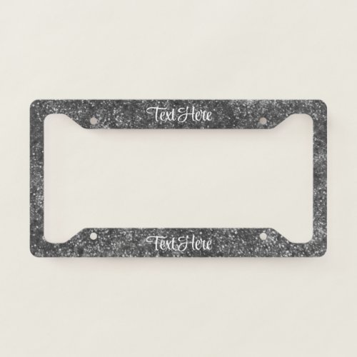 Black Sparkle Glitter Elegant Personalized License Plate Frame