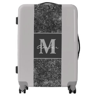 Black Sparkle Glitter Elegant Personalized Luggage