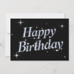 Black sparkle metallic y2k happy birthday card