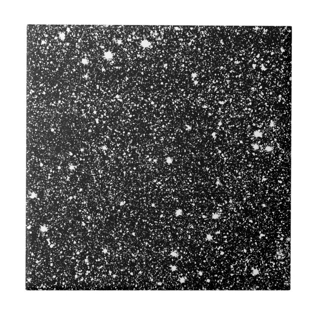 Black Sparkle Stars Tile (Front)