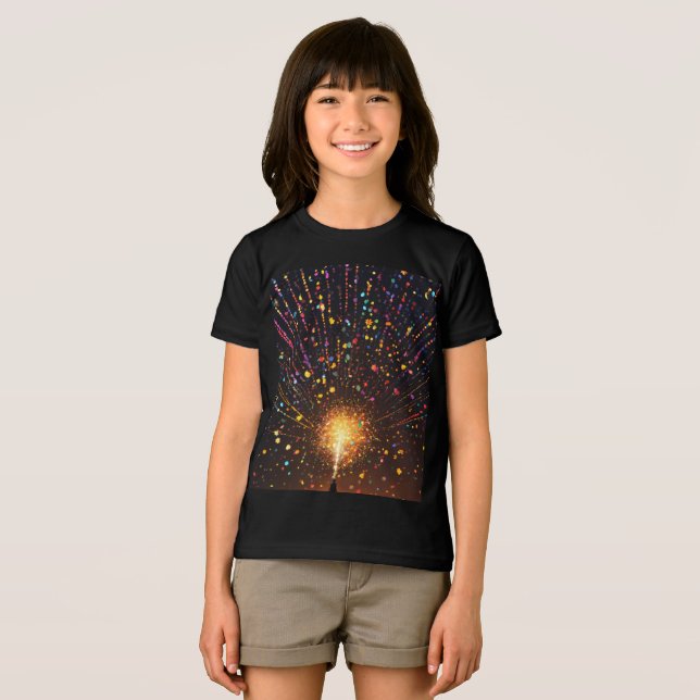 Black Sparkling Colors T Shirt  (Front Full)