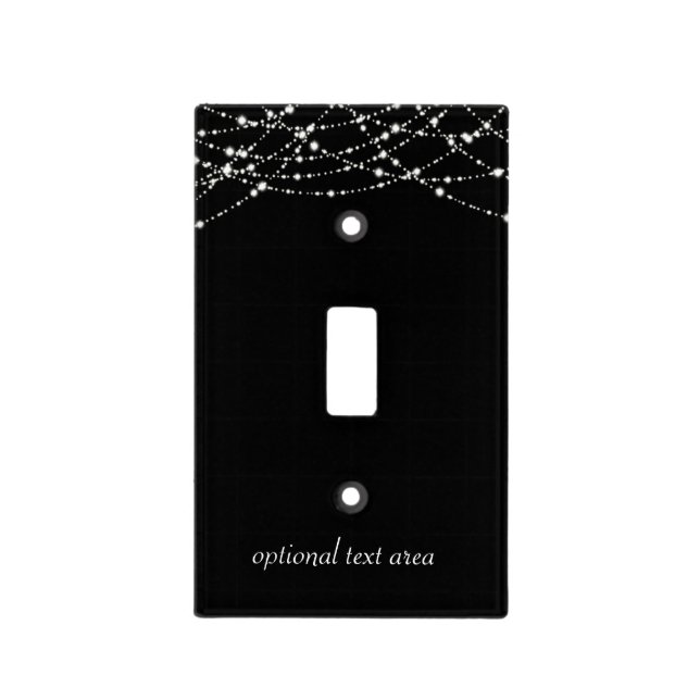 Black Sparkly Bling Glitter Light Switch Cover (Front)