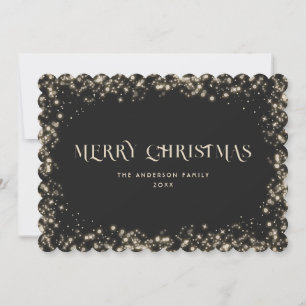 Black Sparkly Snowy Merry Christmas Card