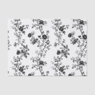 Black Sparse Chinoiserie Floral Garden Party Tissu Tissue Paper